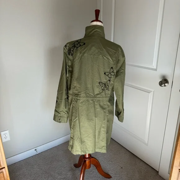 Michael Kors Butterfly-Embroidered Cargo Jacket Green Large - Picture 7 of 11